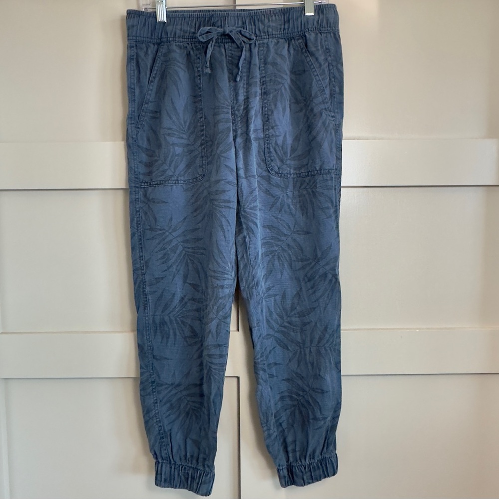 Orvis Pants Midweight Relaxed Fit Jogger Blue Leaves Print Women’s Size Small
